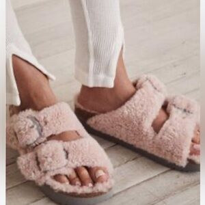 • NEW • BIRKENSTOCK Papillio • Teddy Crystal Rose Arizona Big Buckle Shearling